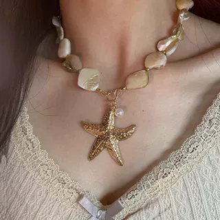 度假风贝壳海星项链女小众个性夸张独特颈链高级感重工气质锁骨链