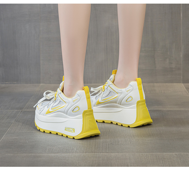 Giày sneaker nữ đế dày phong cách cổ điển, tăng chiều cao, phối màu xám vàng — Xám 5032-1, Vàng 5032-1 chi tiết 18