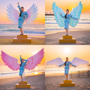 Internet celebrity wing sculpture outdoor scenic spot tourist homestay taking photos check-in ornaments love cloud ladder landscape decoration