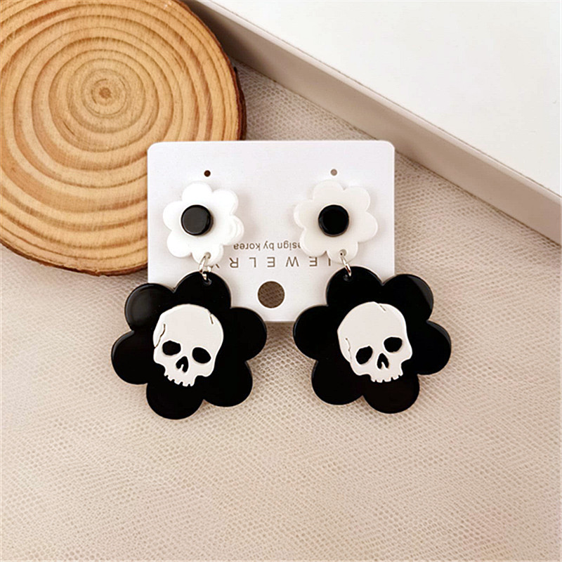 Acrylic Material Halloween Festival 1 Pair Funny Flower Printing Arylic Earrings