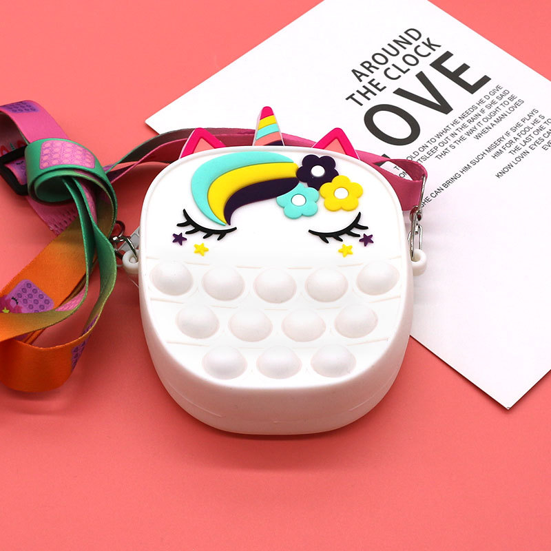 Ratón asesino pionero moneda monedero bolso de los niños de dibujos animados lindo presionando bolsa de silicona unicornio hombro crossbody gato bolsa