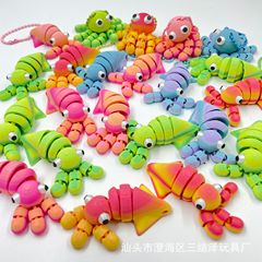 3Dプリントキーホルダーペンダントタコかわいい八爪魚多色関節可動一体クロスボーダー起爆置物
