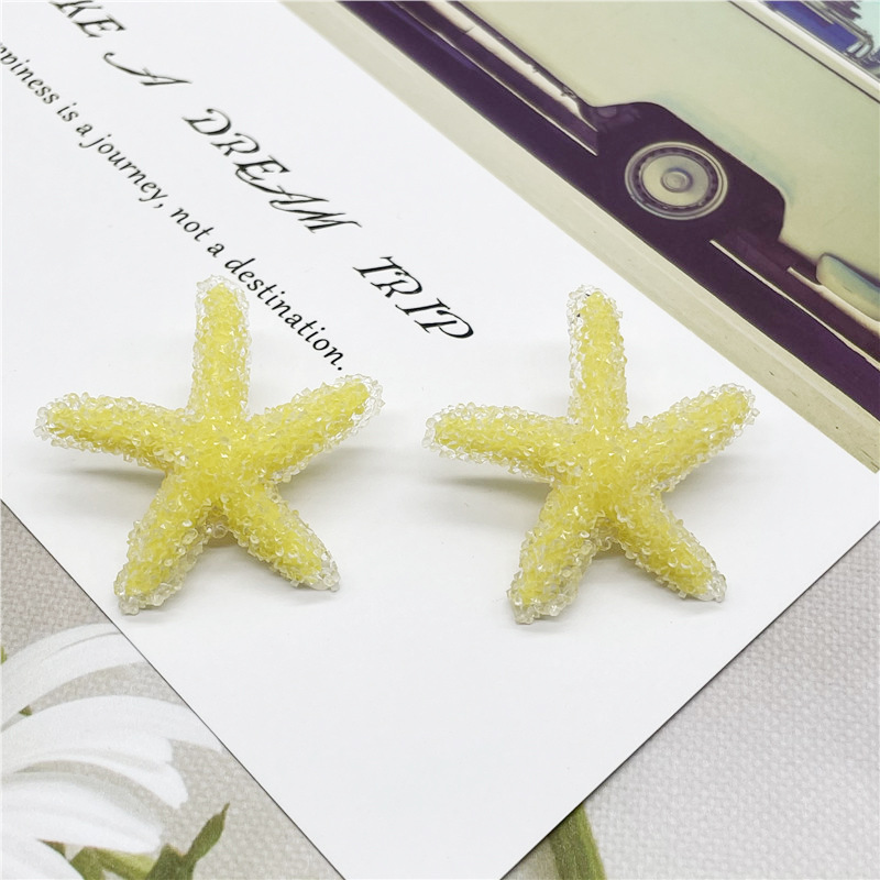 Korean Simple Fashion Candy Color Starfish Earrings display picture 5