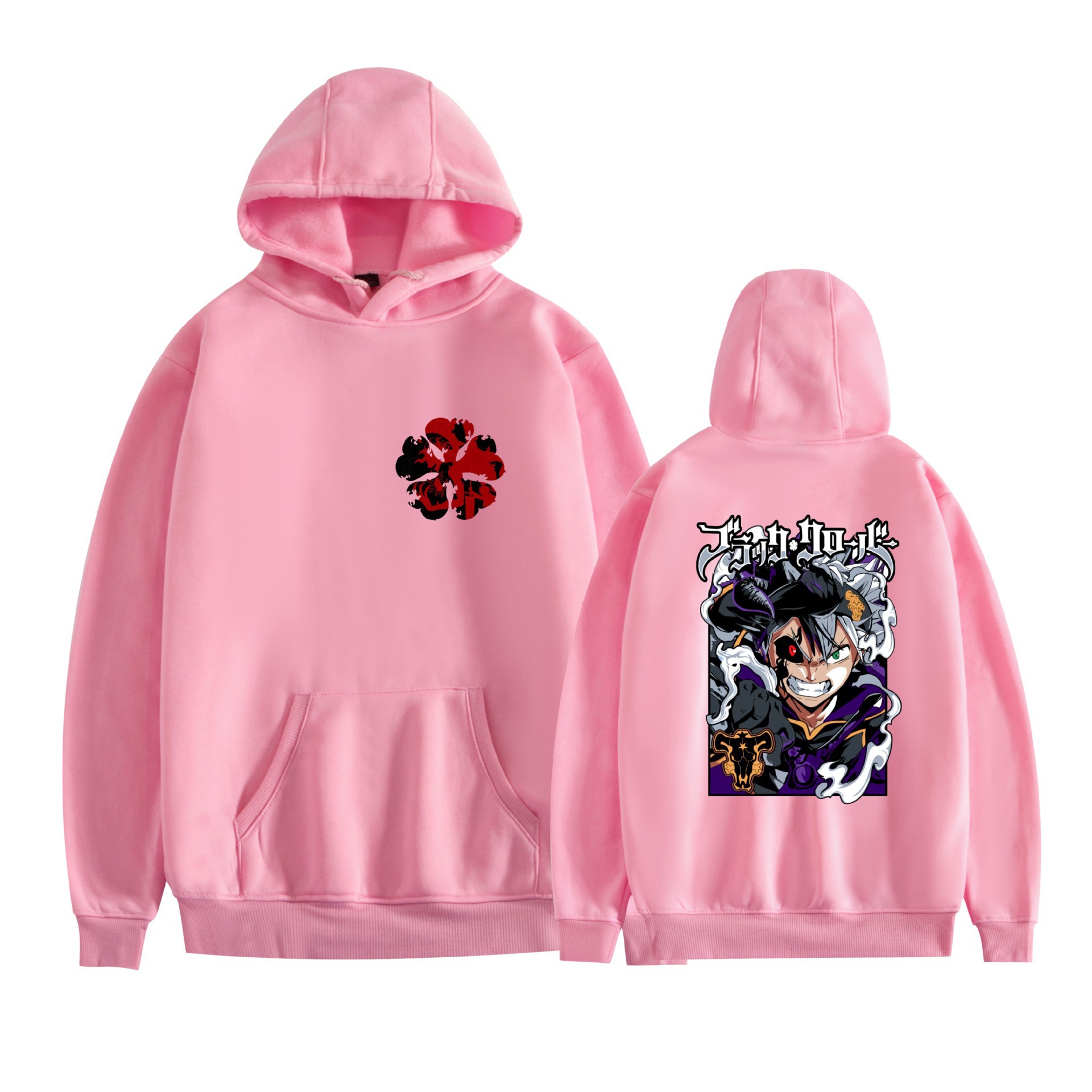 Trébol de cuatro hojas negro nuevo transfronterizo Black Clover animación periféricos hombres y mujeres suéter con capucha suelto casual