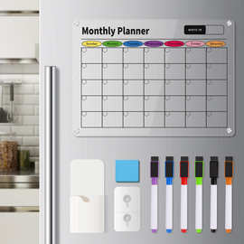 亚克力日历板磁性干擦板磁吸透明冰箱贴家用留言记事板悬挂展示板
