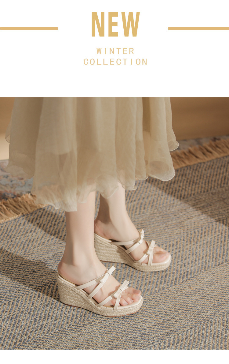 Sandal cao gót nữ hở mũi đế xuồng bện thừng gót 9 cm — màu trắng ngà chi tiết 2