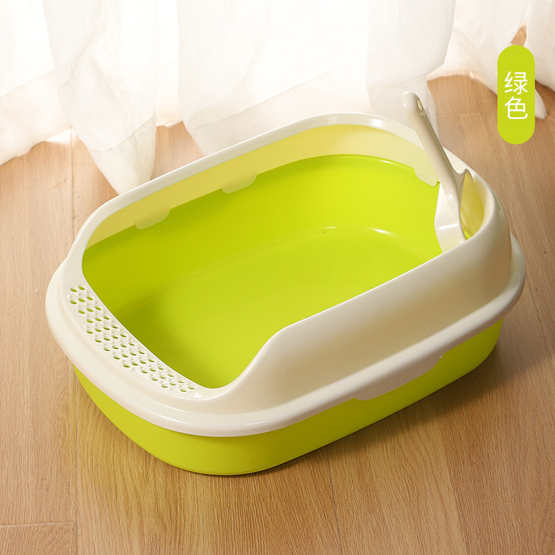 Lavabo de arena para gatos, inodoro para gatos semicerrado de gran tamaño, cerca alta, palangana de heces para gatos, palangana de arena para gatos, suministros para mascotas para gatos