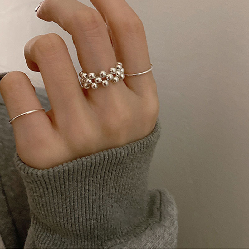 Anello aperto regolabile minimalista in argento massiccio 925_voghion.com