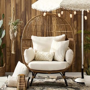 Outdoor Rattan Lounge Bed Bird's Nest Leisure Garden Set Lazy Rattan Chair Round Resort Birdcage Bed Sofa