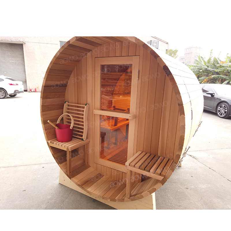 Al aire libre barril sauna sudor sala de vapor sala de sauna panorámica al aire libre multi-persona familia cedro cilindro de madera seca sala de vapor