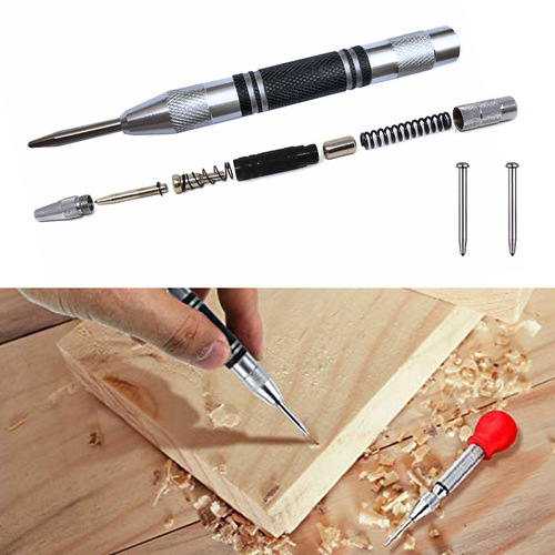 High hardness metal stainless steel positioning punch woodworking punch 150/155mm silver black reinforced automatic center punch
