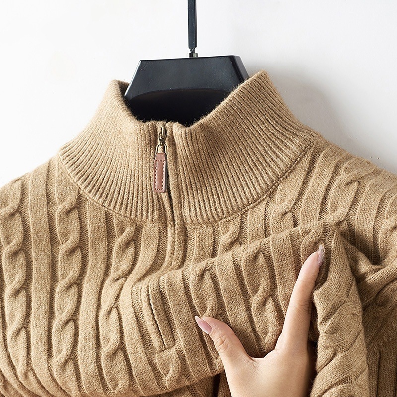 Explosiones transfronterizas de tamaño europeo medio cremallera jersey de hilado suéter hombre viejo viento de negocios otoño invierno fábrica al por mayor