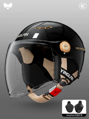 Motosiklet kaskı (dəbilqə) — Helmet for Men and Women, Motorcycle - 3c-single-lens-luxury-black-hd-long-lens-heatmax-removable-ear-protection-one-size-fits-all