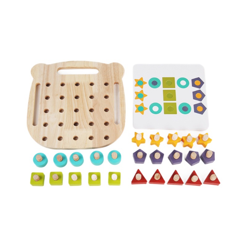 Juguete de tornillo de tornillo de oso educativo de madera para niños