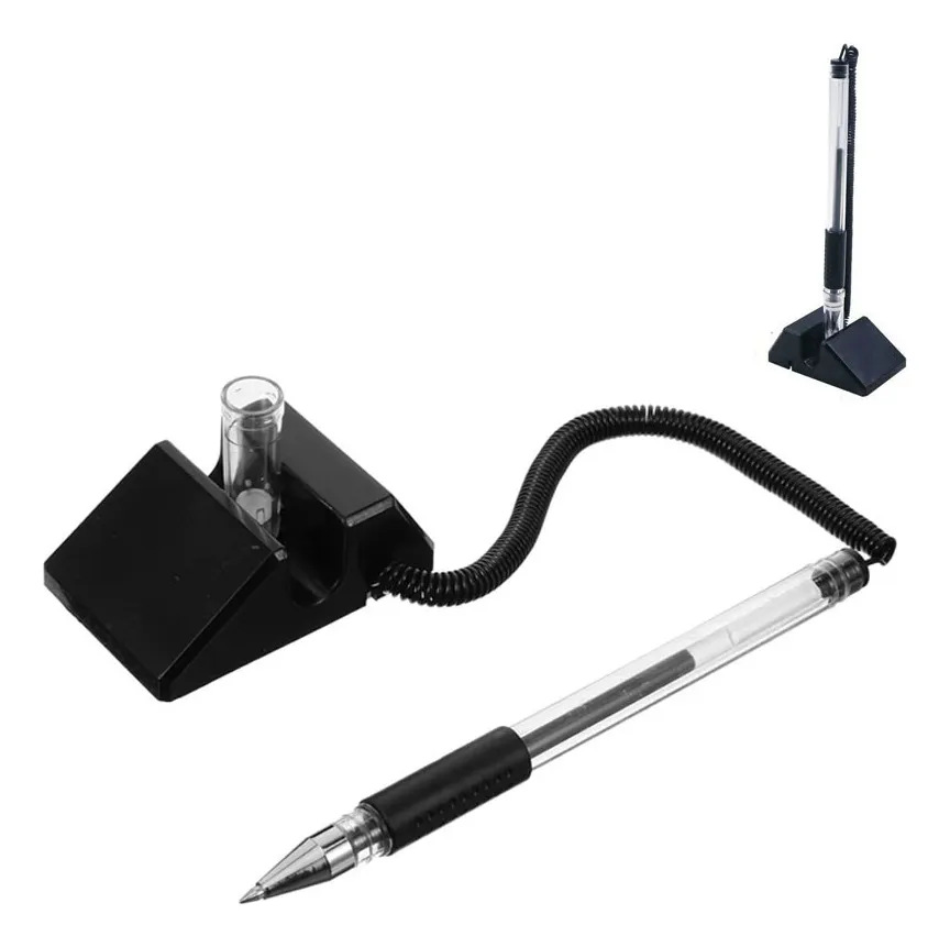 Remote Pen Holder with Cable Extension for Data Lines, Telephone Lines, Coffee Tables, Meetings, Banks, Stretchable Desktop Support, Counter Fixed Pen Holder