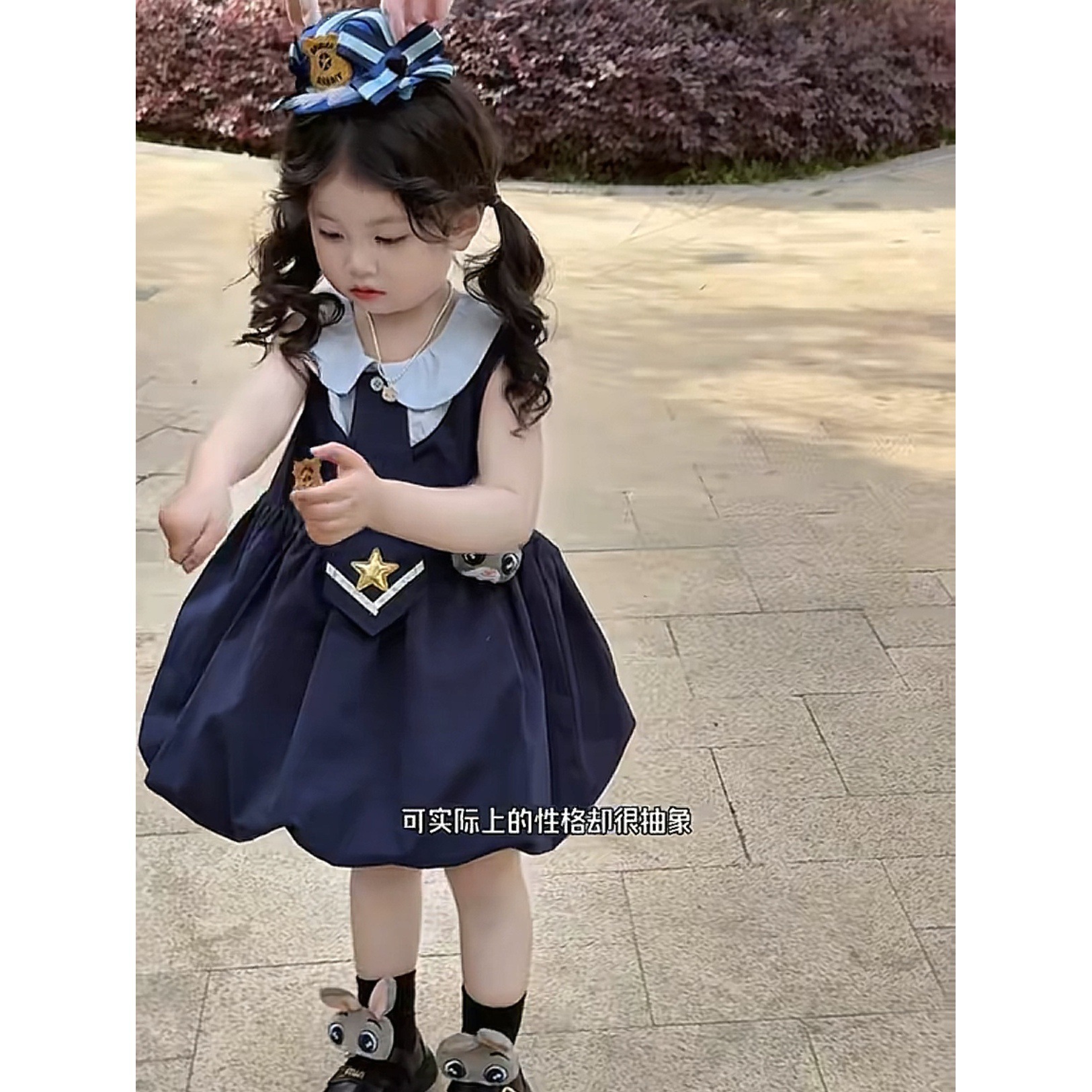 [Xianning Seven] ¡Estilo original! Cos conejo policía mujer bebé jk lindo bebé cuello de muñeca estilo universitario falda de botones florales