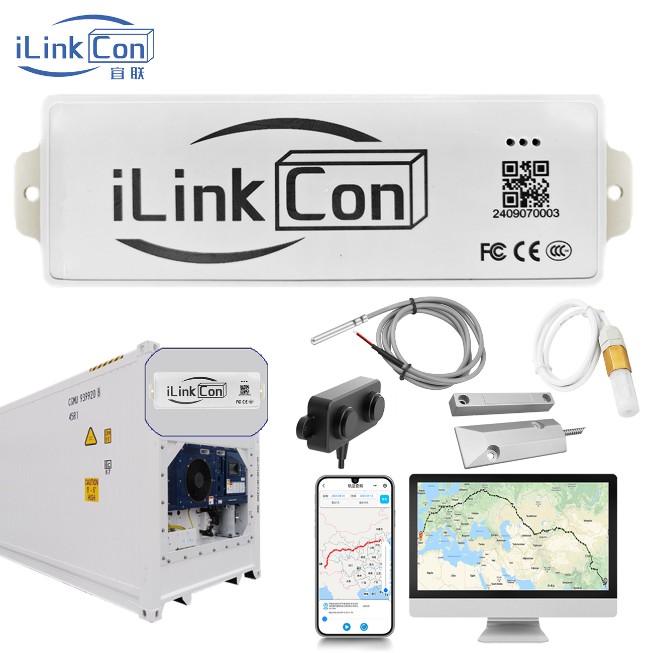 다양한 센서로 4G 위성 통신 냉장 컨테이너 모니터링 온도 및 습도 도어 개폐 화물 빈 중량 및 적재