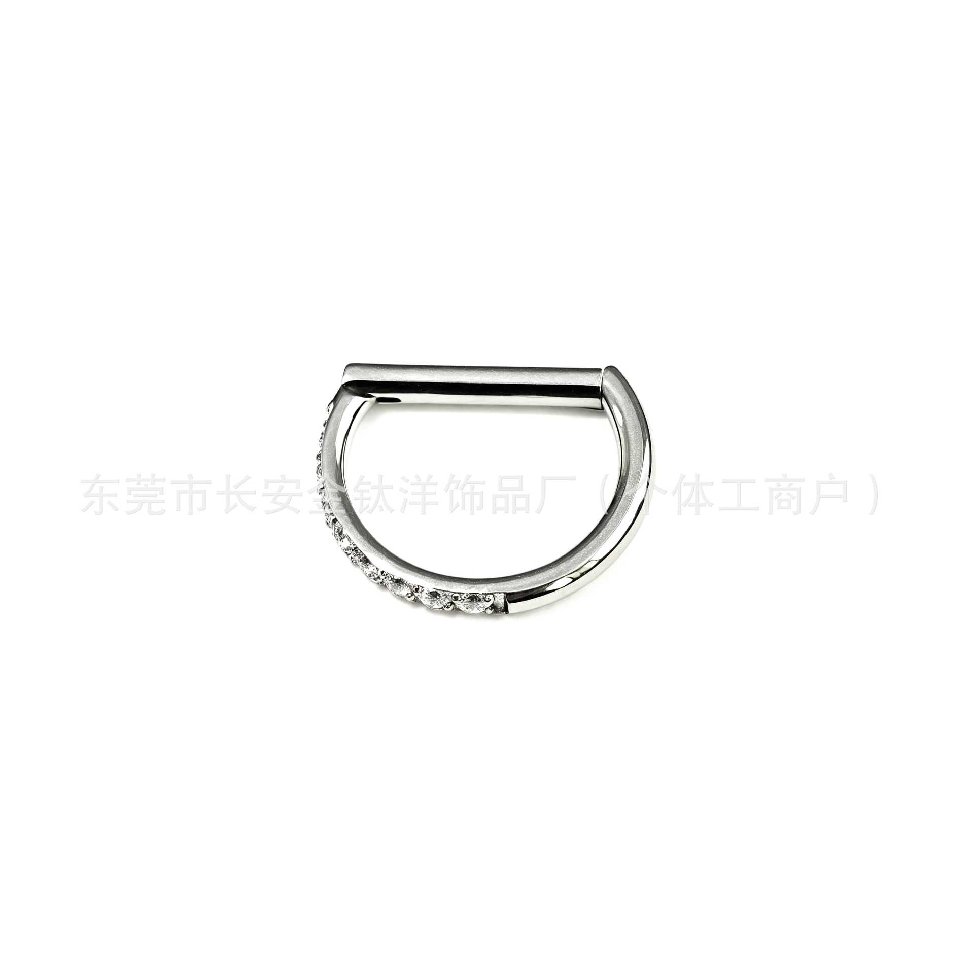 F136 Titanium Half-Set Zircon D-Ring Earrings Nose Ring Lip Ring G23 Titanium Alloy Body Piercing Jewelry detail image 7