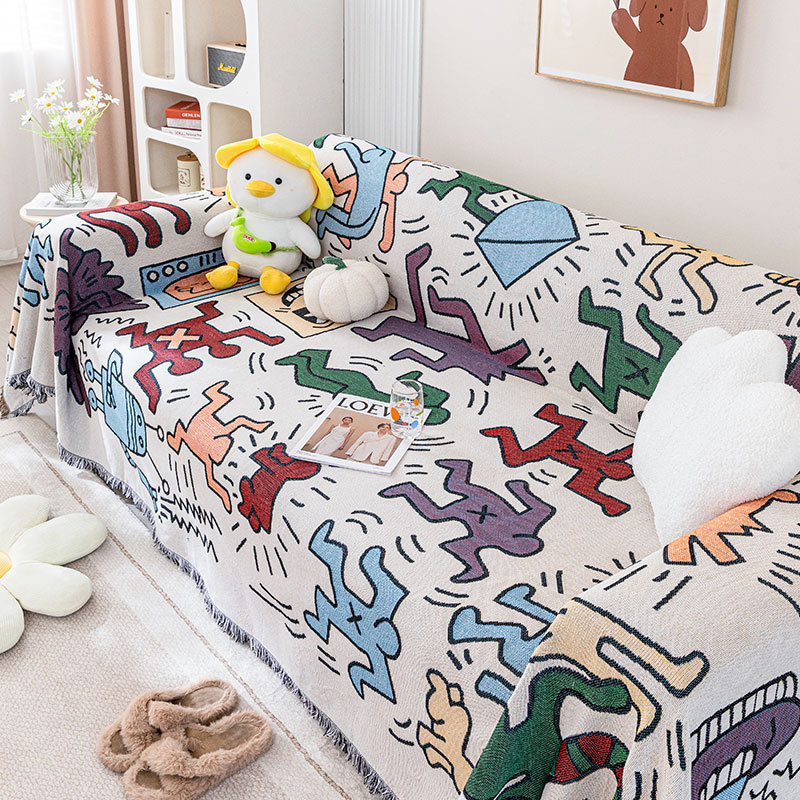 Comercio exterior transfronterizo graffiti sofá americano cubierta toalla de tela sofá nórdico manta cubierta toalla sofá cubierta cojín todo incluido a prueba de polvo