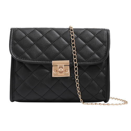 Stylish and versatile solid-color petite square bag for women—featuring a chic, minimalist design with diamond-quilted embroidery and a trendy chain-strap crossbody closure.