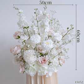 仪式花艺活动婚礼装饰地排布置仿真花欧式摄影道具浅粉色满天星