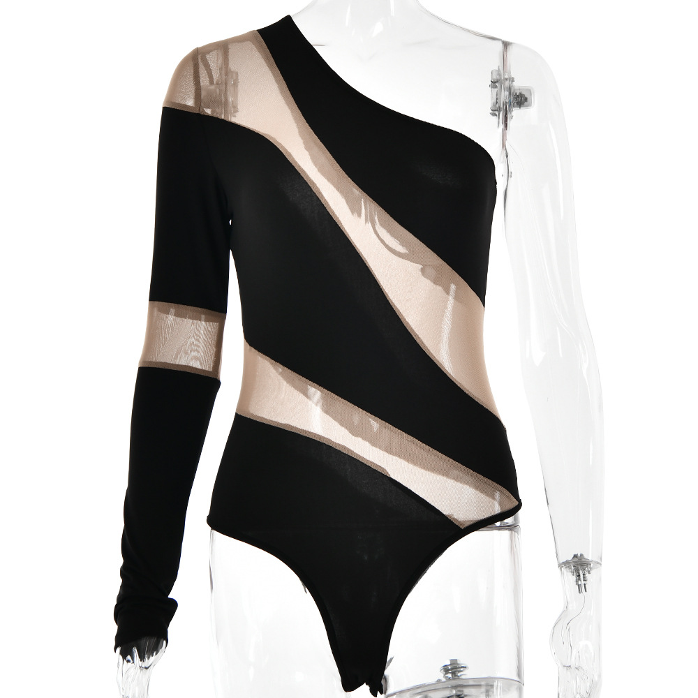 Mono de modelado de cuerpo de manga larga de alta elasticidad transfronteriza europea y americana moda de mujer Venta caliente sexy chica caliente costura perspectiva medias otoño