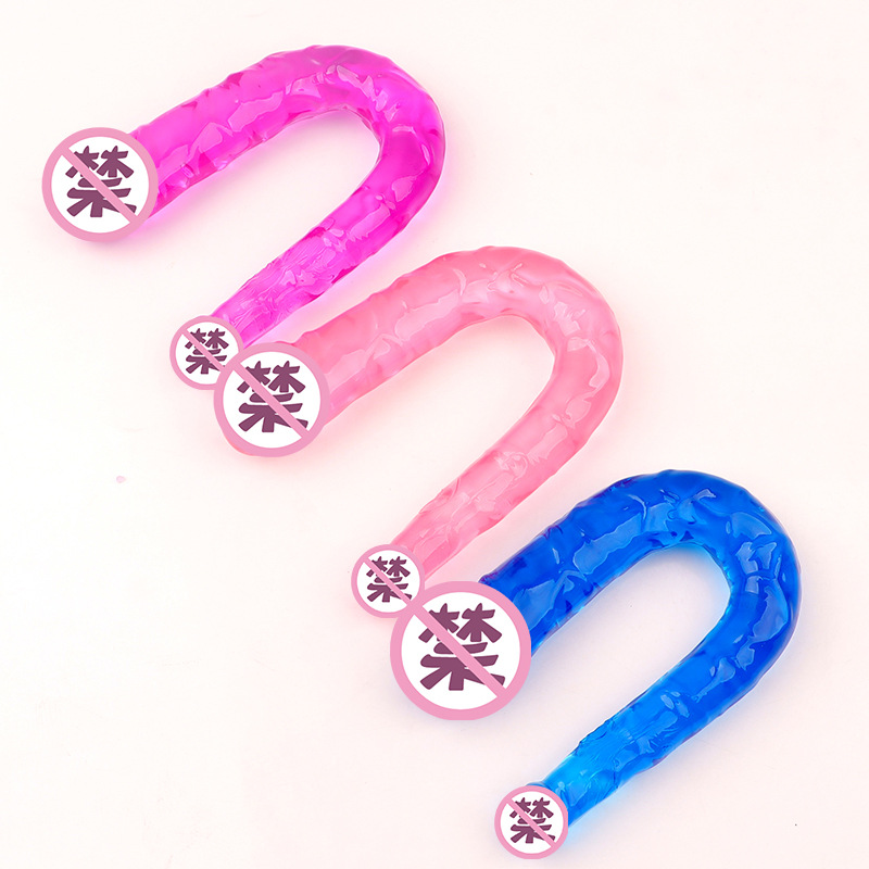 V-Shaped Double-Headed Dragon Dildo, Realistic TPE Dual-Head Toy, Flesh Tone — detail image 2
