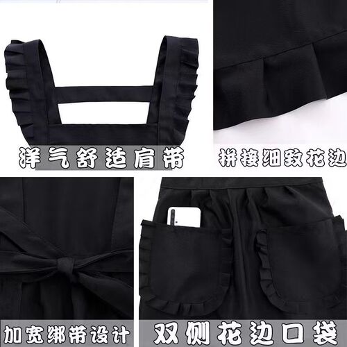Women's Overalls Apron Maid Dress Work Uniform Office Durable Manicure Shop Kitchen Home Use Cooking Cute Korean Style Waist Apron