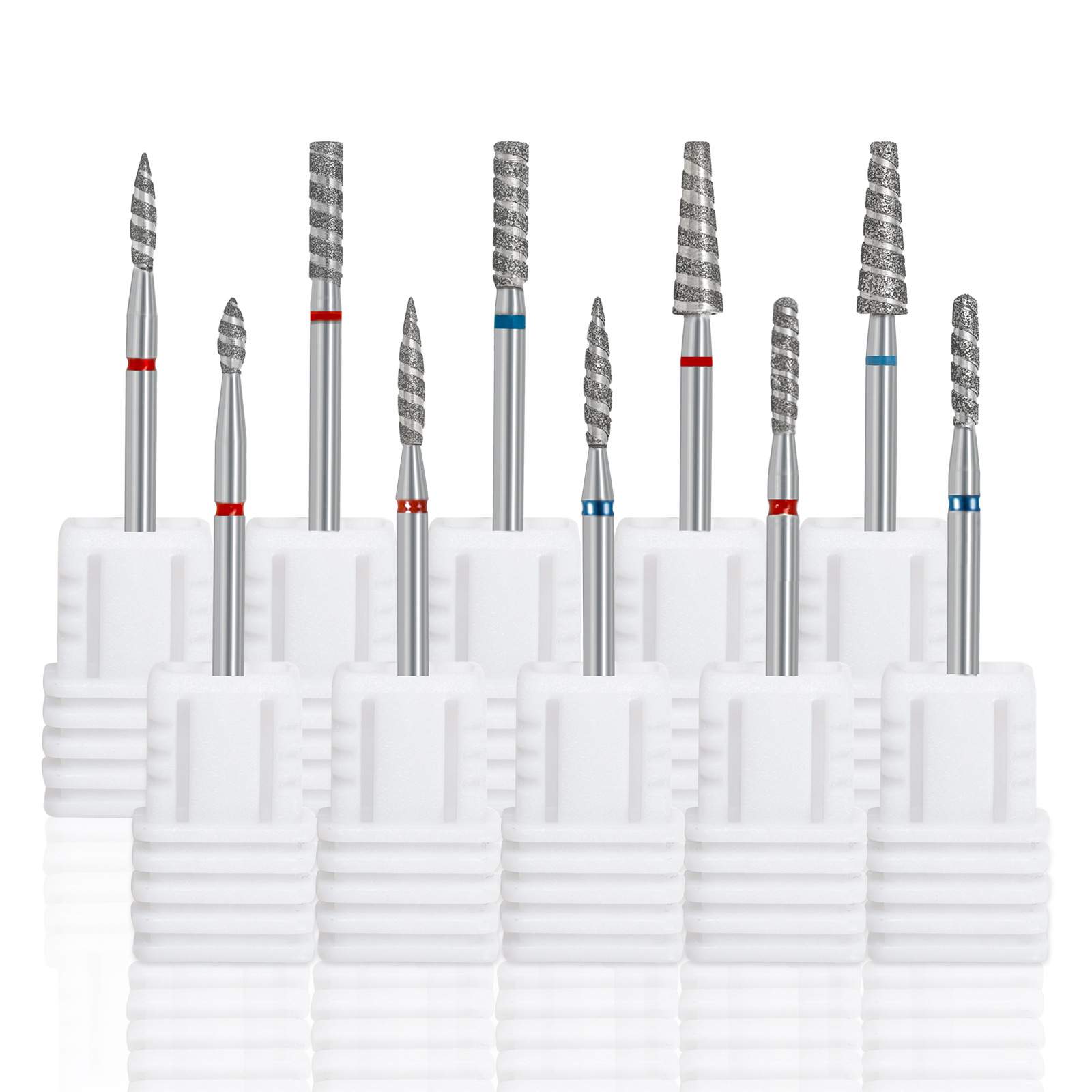 Diamond Spiral Pattern Grinding Head for Nail Art, Small Pocket-Shaped Pre-Processing Toothed Diamond Grinding Head with Spiral Pattern