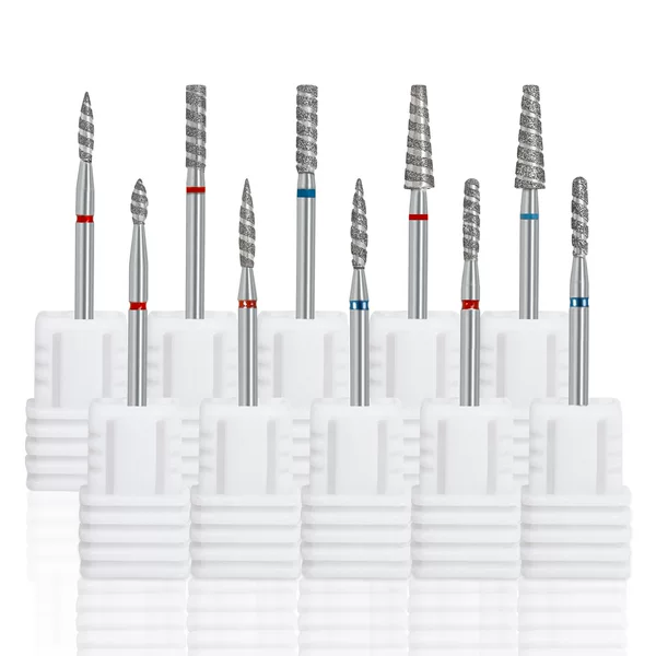 Diamond Spiral Pattern Grinding Head for Nail Art, Small Pocket-Shaped Pre-Processing Toothed Diamond Grinding Head with Spiral Pattern