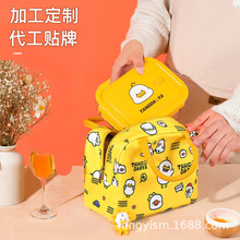 微波炉加热玻璃饭盒带饭餐盒保鲜碗学生上班族分隔方形卡通款餐具