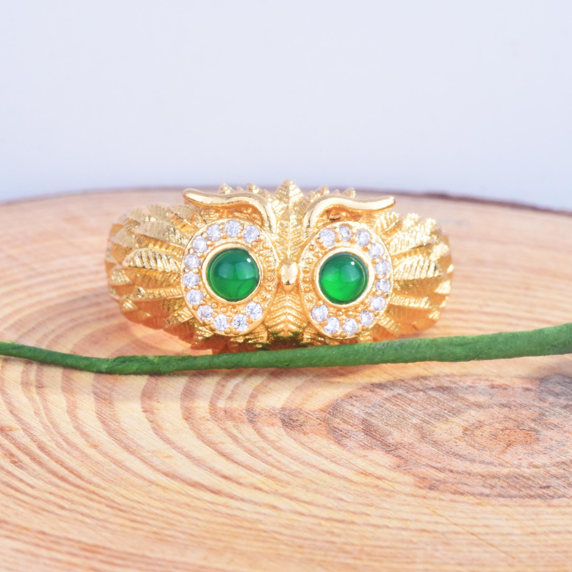 Fashion Owl Ring Natural Chalcedony Bird Eagle Open Color Treasure Ring display picture 6