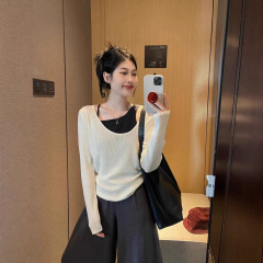 大きいサイズの婦人服の底のシャツの女性は着ています。