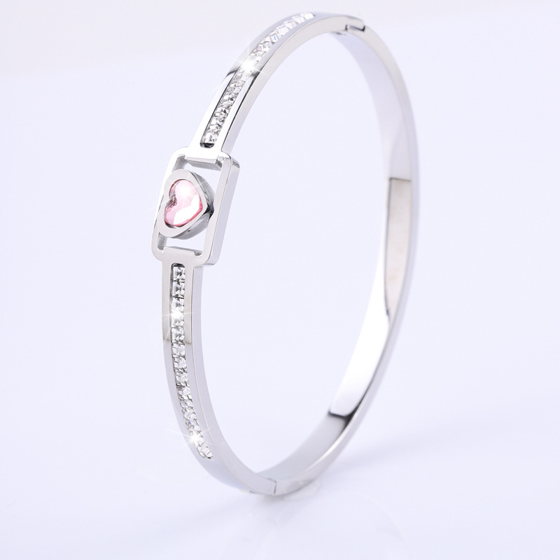 Brazalete de acero de titanio lujoso ligero amor de tendencia brazalete de zircón universal mujer explosión transfronteriza nicho pulsera de alto nivel image 12