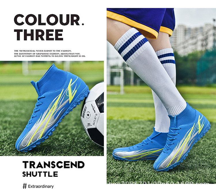 Scarpe da calcio alte transfrontaliere 46 di grandi dimensioni 47 AG unghie lunghe tf unghie rotte set di calzini da uomo e da donna_voghion.com