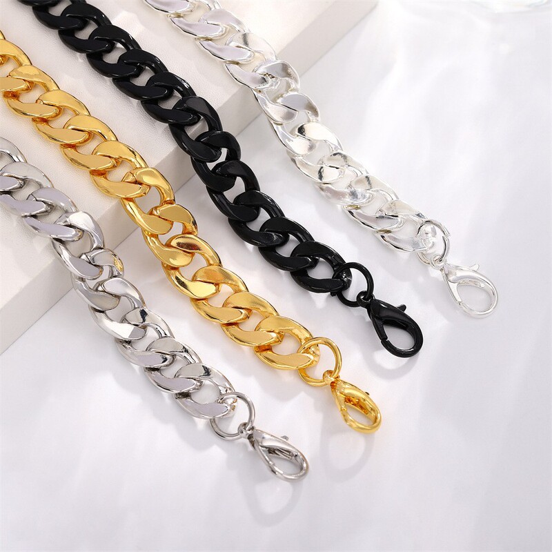 European and American men's gold bracelet men's personality hip-hop wide chain charm six-sided geometric NK personality bracelet wholesale