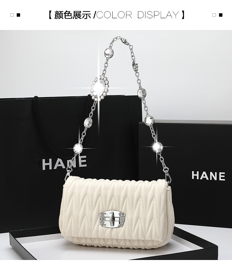 Pequena bolsa transversal quadrada feminina bolsa acolchoada corrente_voghion.com