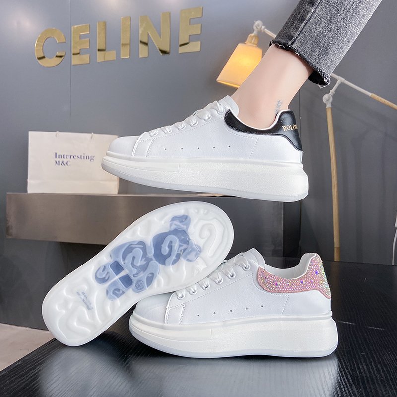 麦昆小熊底小白鞋女厚底增高2021春季新款韩版大白休闲鞋学生板鞋|ms