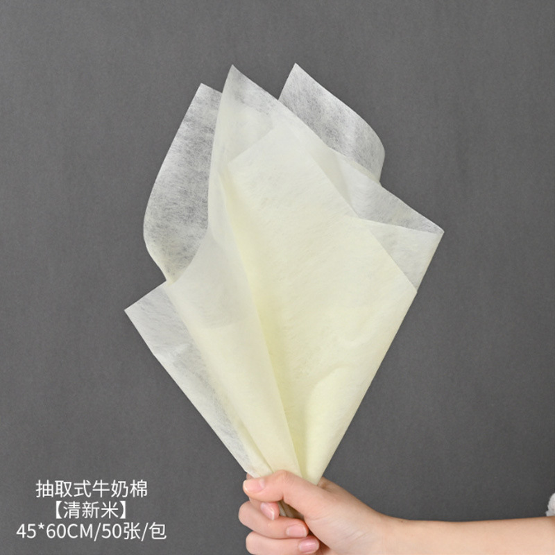 De estilo coreano de segunda generación de algodón leche rollo de tela no tejida floristería floral papel de algodón impermeable tienda de flores pastel de hornear papel de embalaje