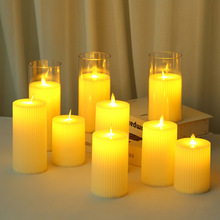 亚马逊齿轮led电子蜡烛灯节日装饰ins风摇摆头仿真玻璃烛光小夜灯