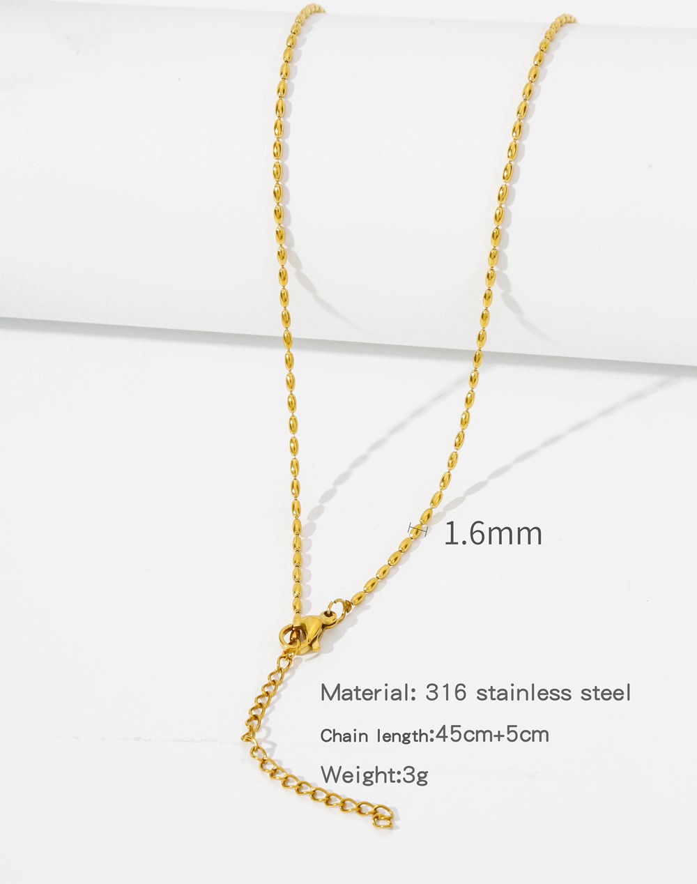 1 Piece Titanium Steel Gold Plated Solid Color Chain display picture 5