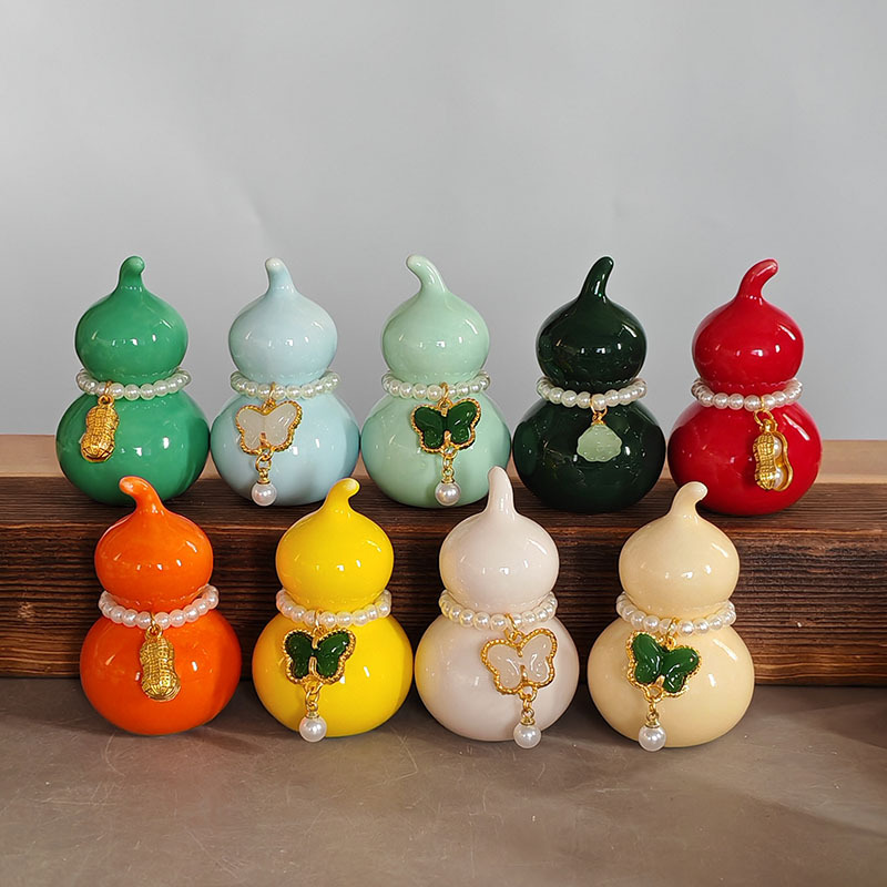 Ceramic Small Gourd Ornaments, Multi-Colorful Tea Pets, Creative Personalized Ornaments, Tea Toys, Tea Ceremony Accessories, Ceramic Crafts