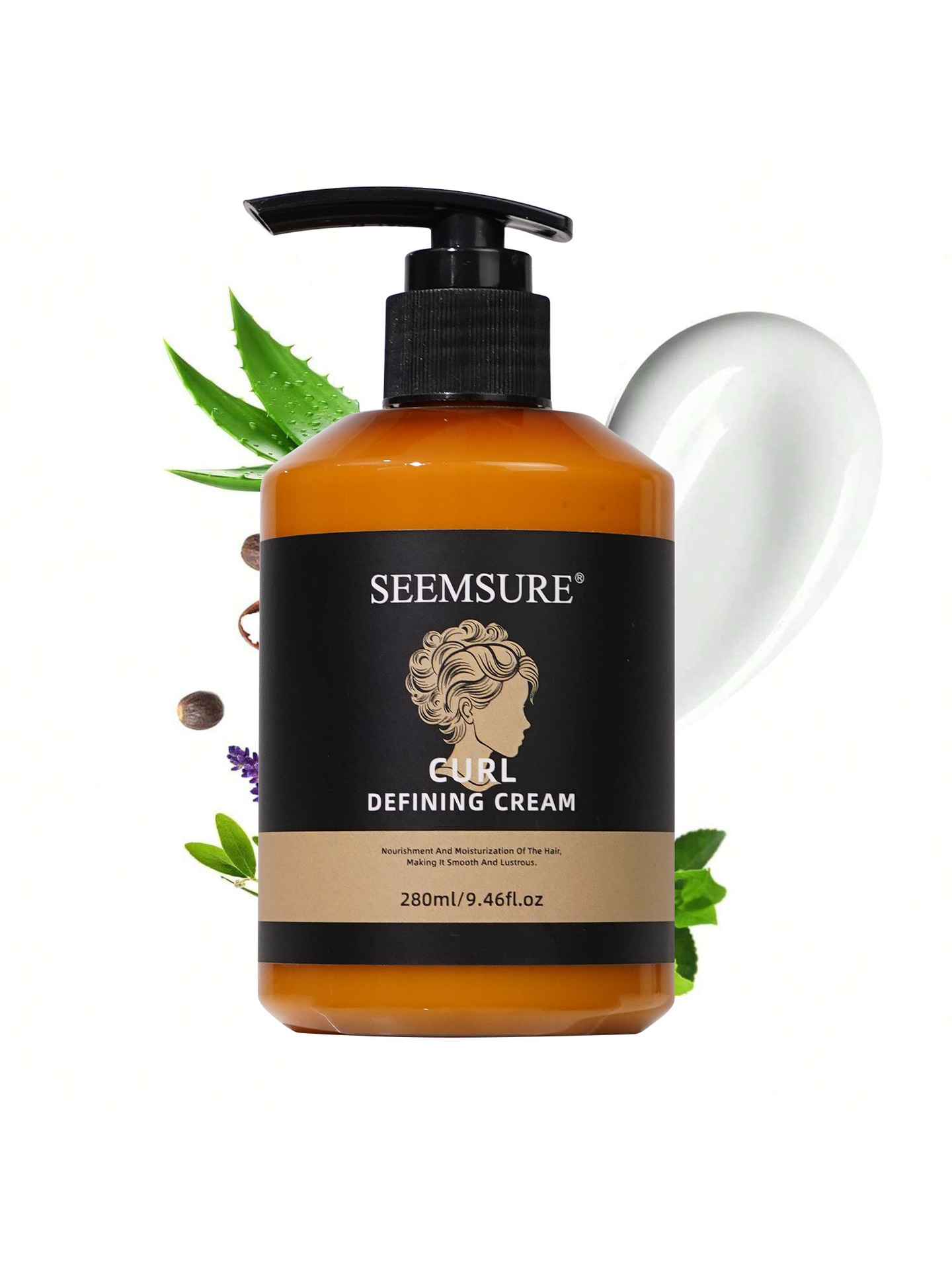 Crema de rizos transfronterizos, crema de rizos humectante de elastina, protector de rizos después de escaldar, modelado, cuidado de cabello humectante, modelado rápido