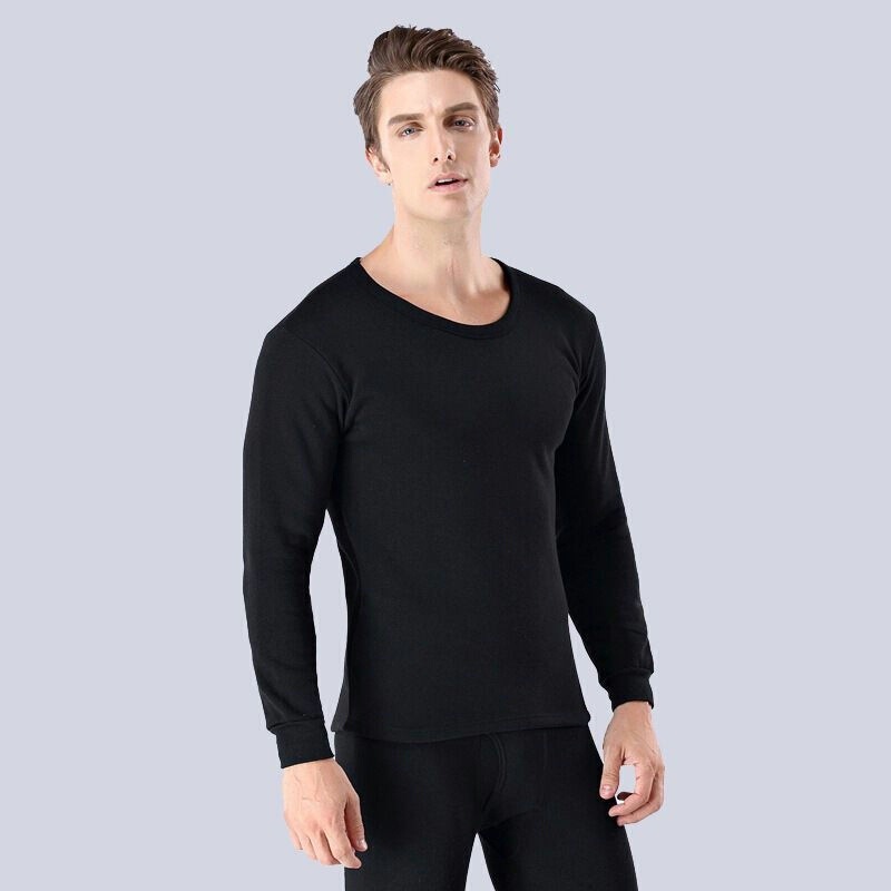Special Offer Men's Thermal Underwear Set with Fleece, Thickened Youth Pure Cotton Base Layer Autumn Clothes and Pants for Winter