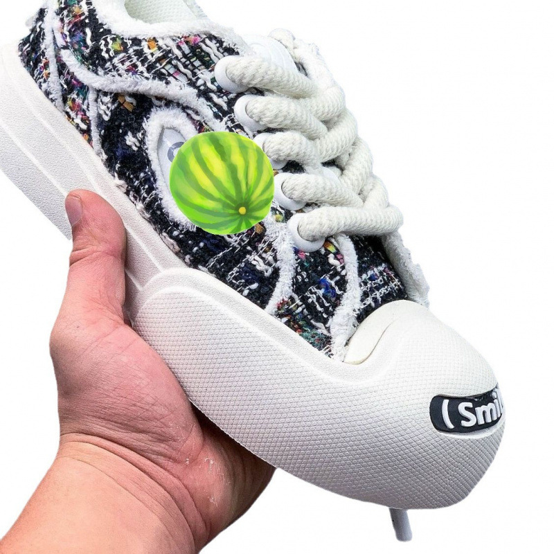 Putian 24 High Verion Open Smile Canva Thick Sole Height Increaing Ugly Cute Round Toe New White Shoe Couple_vogvips.com