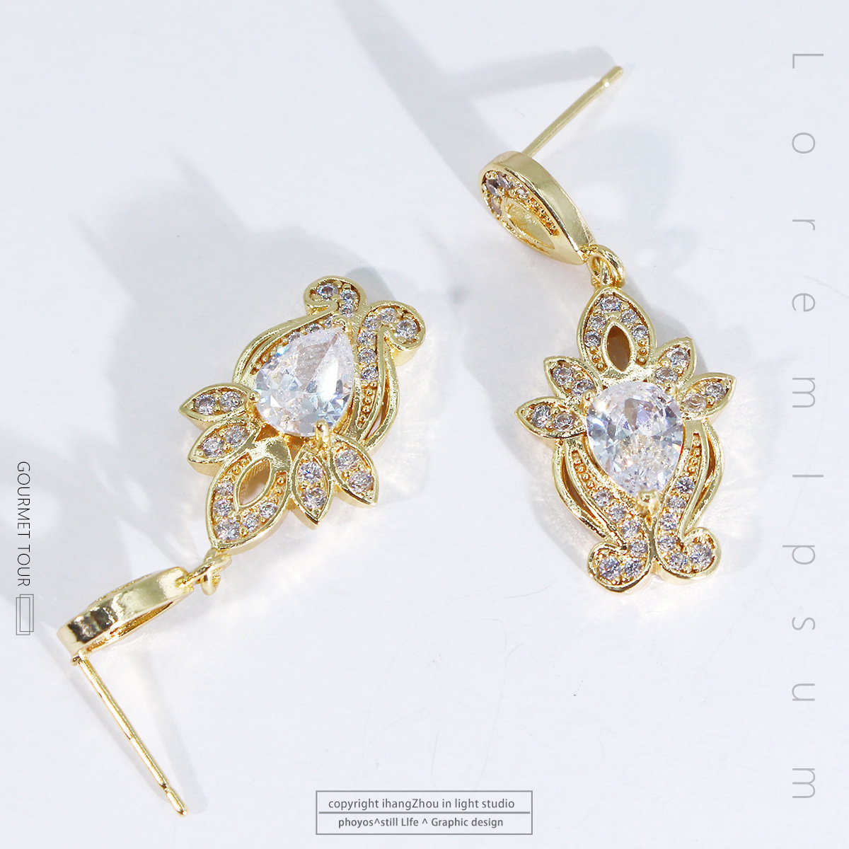 Wenjian diseño original nicho precioso pétalo pendientes hembra Luz de lujo del temperamento de la joyería del oído pendientes de alto grado de Oro