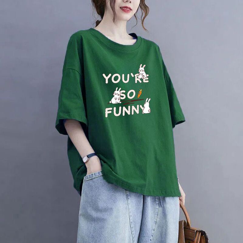 chubby girl plus size women's 300kg middle-aged mother's pregnant woman coat short sleeve T-shirt Korean version of 200kg base shirt ins