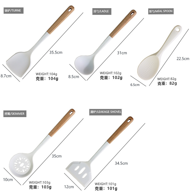 Espátula de silicona, cuchara, sartén antiadherente, pala de silicona, pala de silicona de grado alimenticio, utensilios de cocina de silicona para el hogar