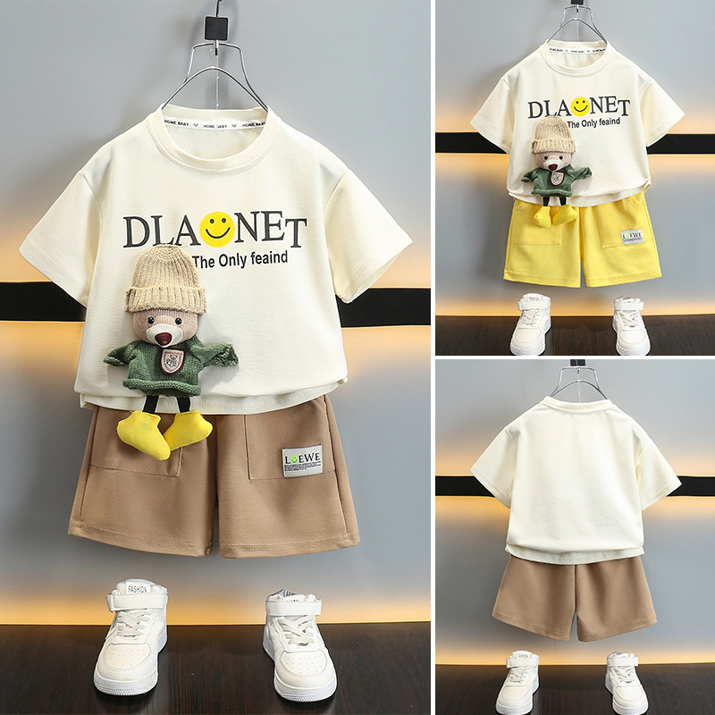 男の子サマースーツ2025新スタイル子供ベビーファッショナブルな半袖ハンサム子供夏服ストリート子供服|undefined