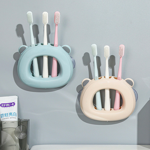 Wall-mounted toothbrush holder bathroom wall-mounted storage rack creative couple suction cup toothbrush barrel toothbrush holder wholesale